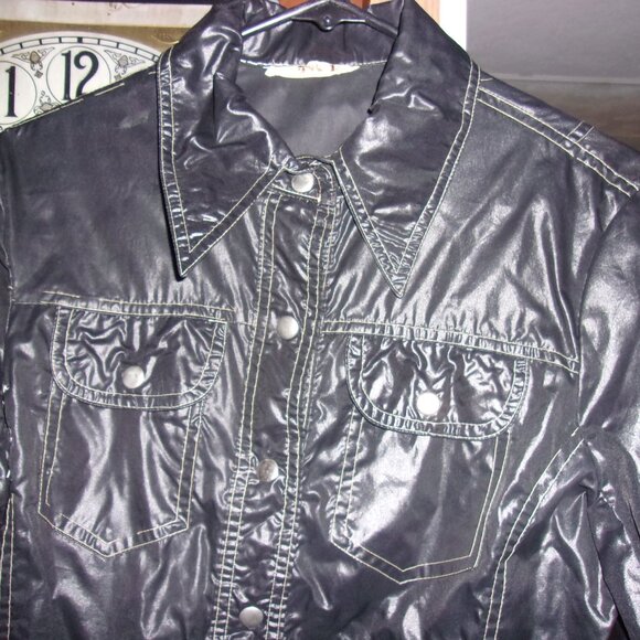1970"s Black Nylon Cire Light Weight Jacket - Picture 3 of 4
